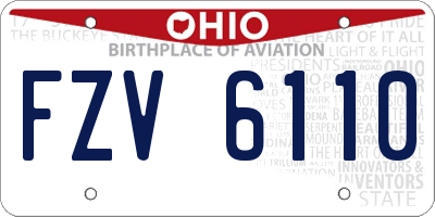OH license plate FZV6110