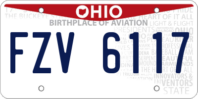 OH license plate FZV6117