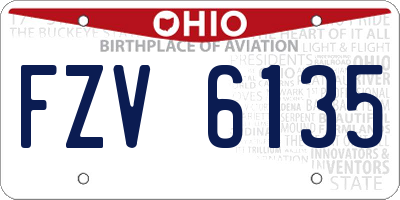 OH license plate FZV6135