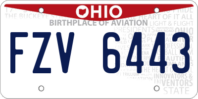 OH license plate FZV6443