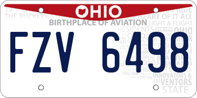 OH license plate FZV6498