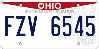 OH license plate FZV6545
