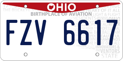 OH license plate FZV6617