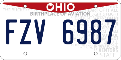 OH license plate FZV6987