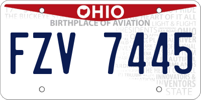 OH license plate FZV7445