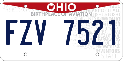 OH license plate FZV7521