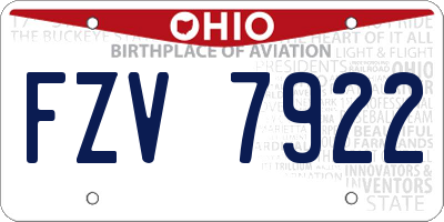 OH license plate FZV7922