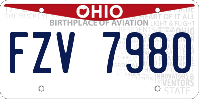 OH license plate FZV7980