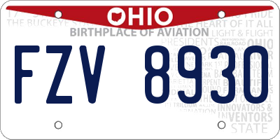 OH license plate FZV8930