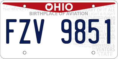OH license plate FZV9851