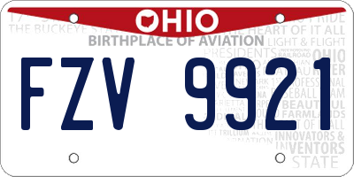 OH license plate FZV9921