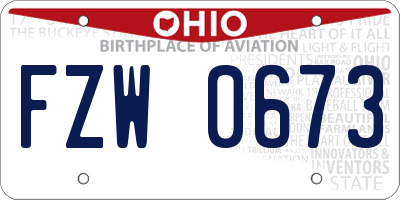 OH license plate FZW0673