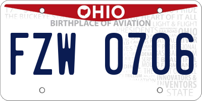 OH license plate FZW0706