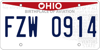 OH license plate FZW0914
