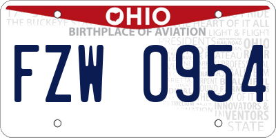 OH license plate FZW0954