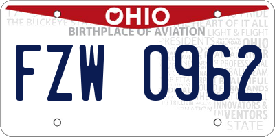 OH license plate FZW0962