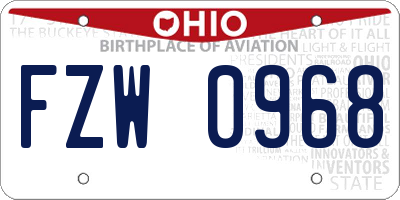 OH license plate FZW0968