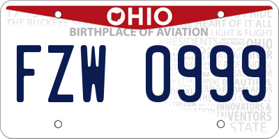 OH license plate FZW0999