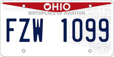 OH license plate FZW1099