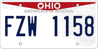 OH license plate FZW1158