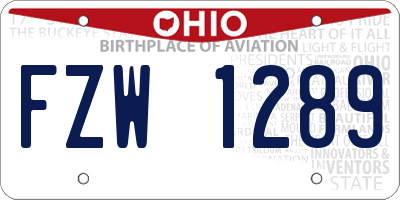 OH license plate FZW1289