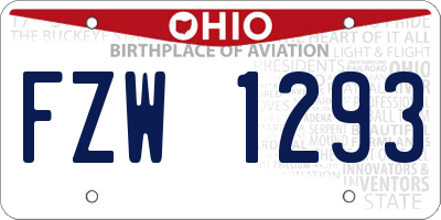 OH license plate FZW1293
