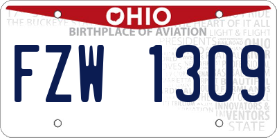 OH license plate FZW1309