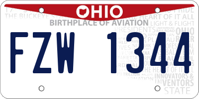 OH license plate FZW1344