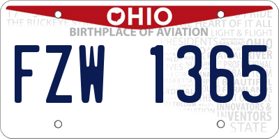 OH license plate FZW1365