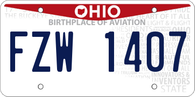 OH license plate FZW1407