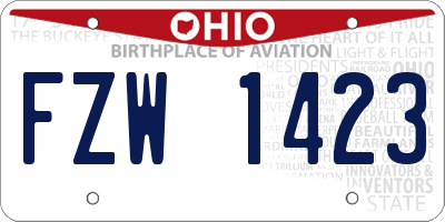OH license plate FZW1423