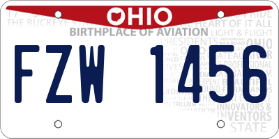 OH license plate FZW1456