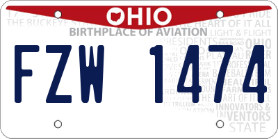 OH license plate FZW1474