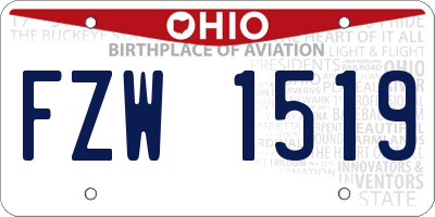 OH license plate FZW1519