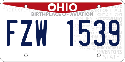 OH license plate FZW1539