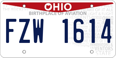 OH license plate FZW1614