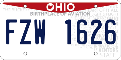 OH license plate FZW1626