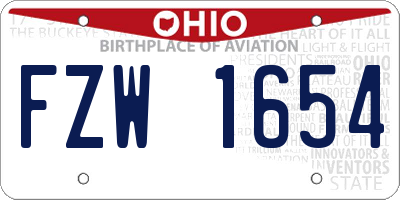 OH license plate FZW1654