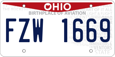 OH license plate FZW1669