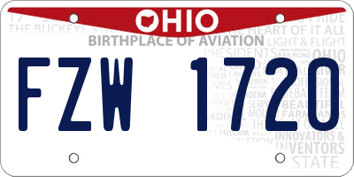 OH license plate FZW1720