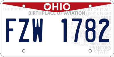 OH license plate FZW1782