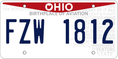 OH license plate FZW1812
