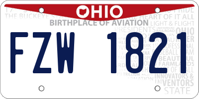 OH license plate FZW1821