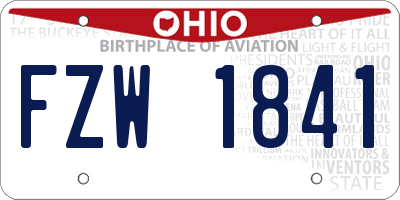 OH license plate FZW1841
