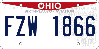 OH license plate FZW1866