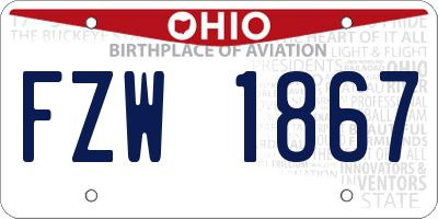 OH license plate FZW1867