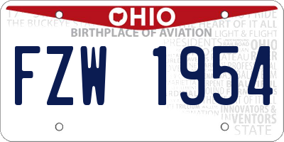 OH license plate FZW1954