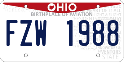 OH license plate FZW1988