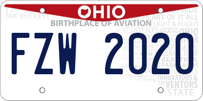 OH license plate FZW2020