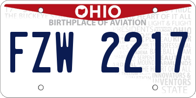 OH license plate FZW2217